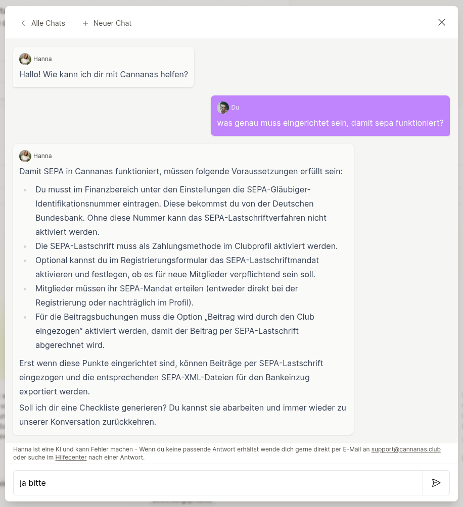 Chat mit Hanna