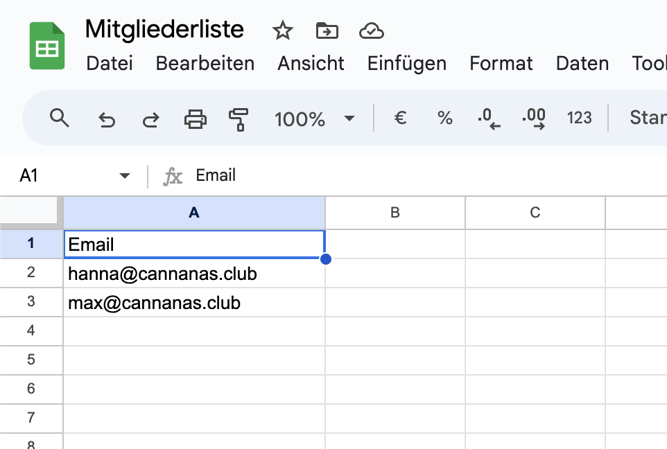 Google Sheets Liste