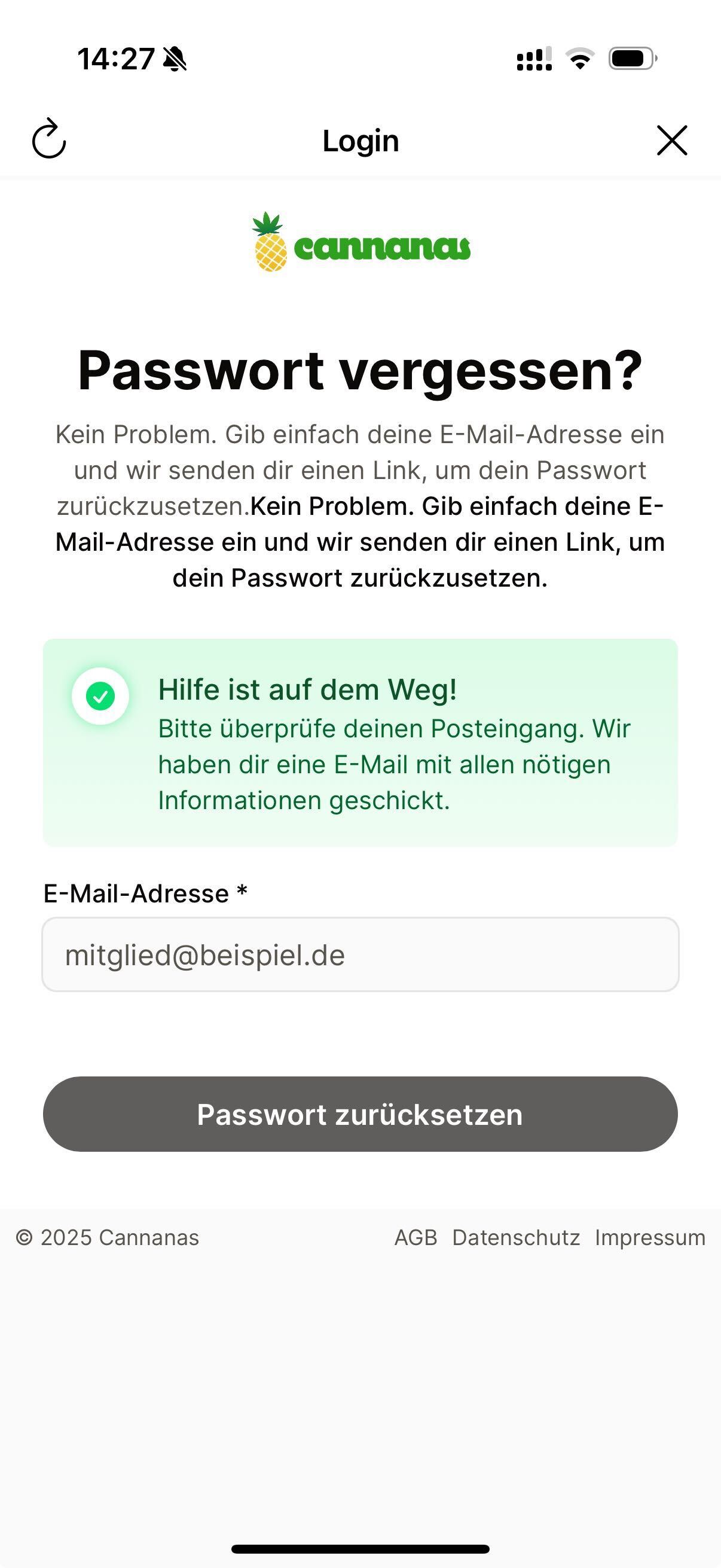Passwort zurücksetzen